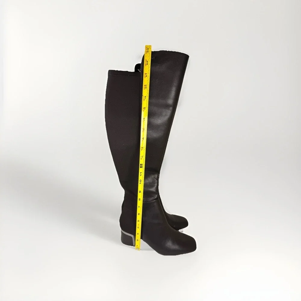 DKNY Chandrah Over The Knee Boots Black Block‎ Heel Square Toe Womens 10M